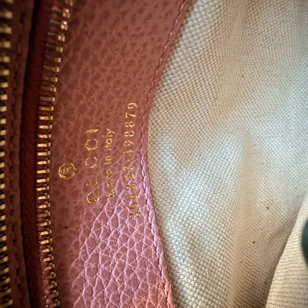 Gucci Dusty Rose Pebbled Leather Satchel with Crossbody Strap - Picture 8 of 8